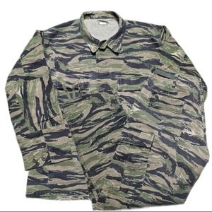 VTG 70s Vietnam Era Tiger Stripe Camo Military Field Jacket Pants Set L/M 34x31